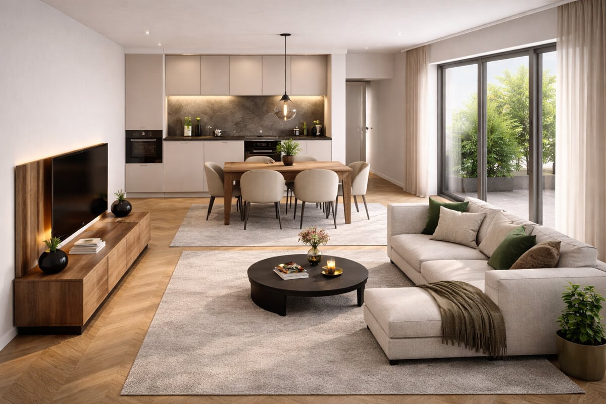 Mustervisualisierung - Effizient investieren! KfW40 Neubau-Erdgeschosswohnung in Damaschke!